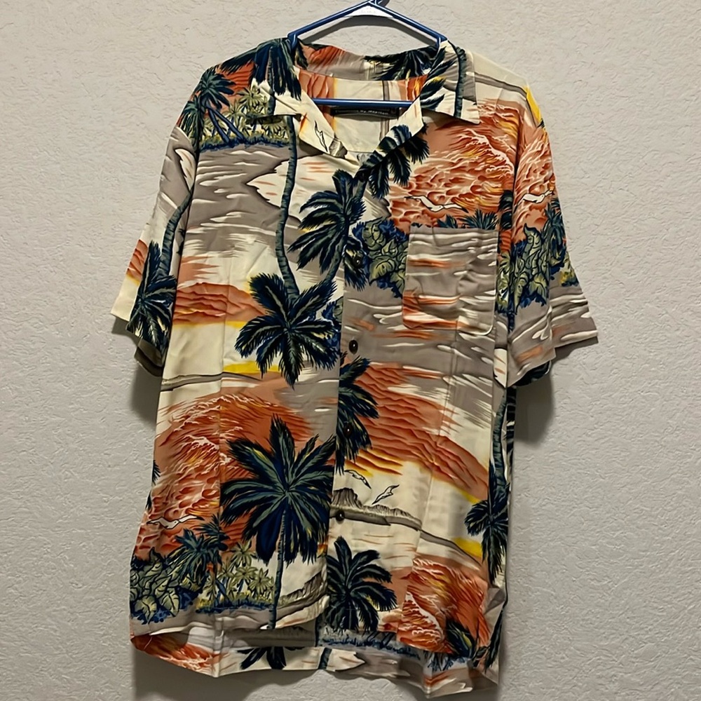 Pineapple Collection Men’s Button Down Palm Tree Shirt